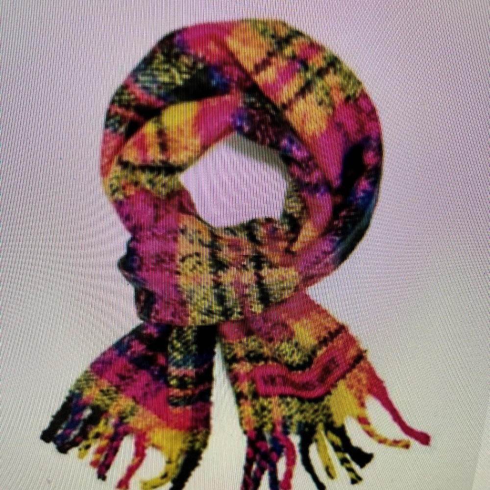 VICTORIA SECRET BUFFALO CHECK PLUSH Scarf Fuchsia & Yellow Plaid